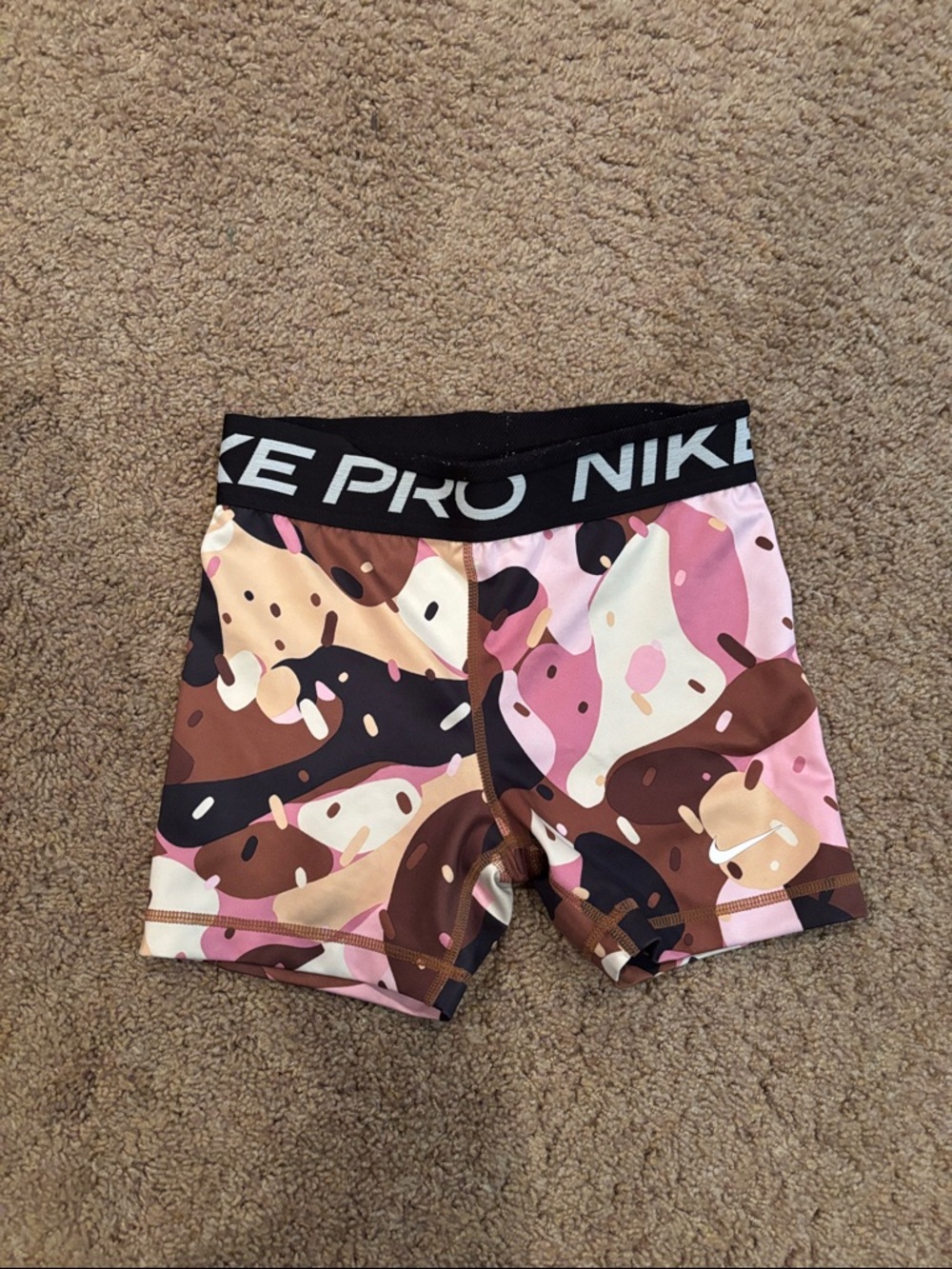 Nike Pink, Brown & Black Camo Pro Kids' Shorts